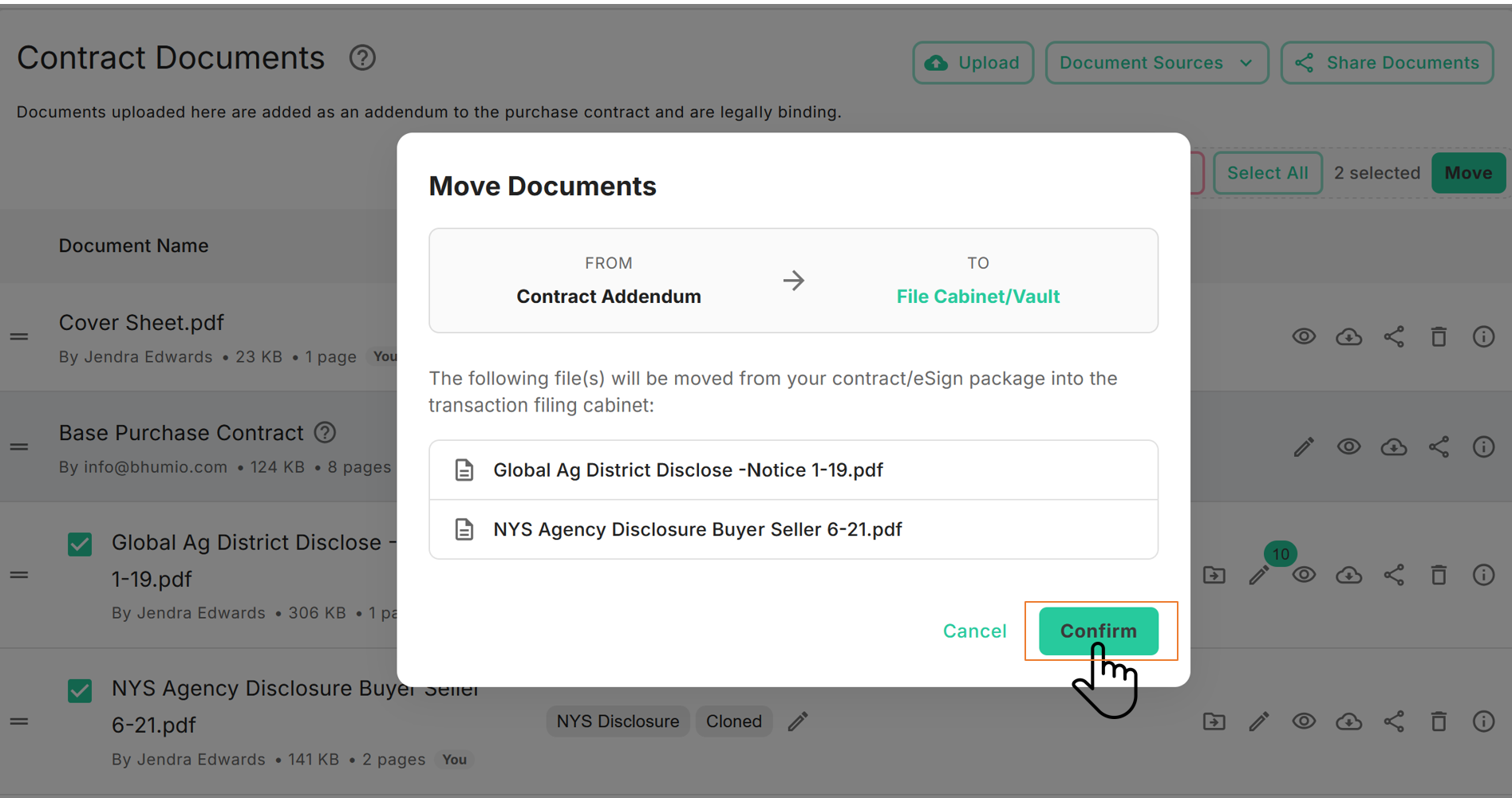Confirm to move